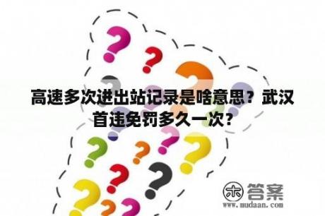 高速多次进出站记录是啥意思？武汉首违免罚多久一次？