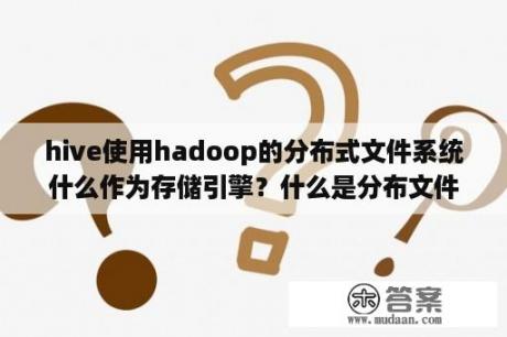 hive使用hadoop的分布式文件系统什么作为存储引擎？什么是分布文件系统？