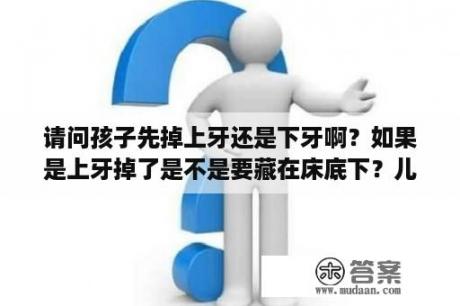 请问孩子先掉上牙还是下牙啊？如果是上牙掉了是不是要藏在床底下？儿童掉牙是扔到楼上还是楼下？