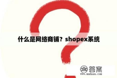 什么是网络商铺？shopex系统