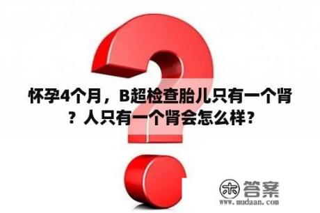 怀孕4个月，B超检查胎儿只有一个肾？人只有一个肾会怎么样？