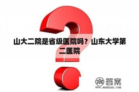 山大二院是省级医院吗？山东大学第二医院