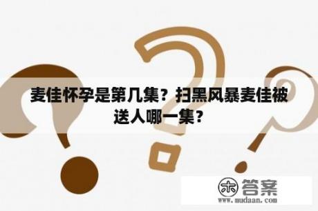 麦佳怀孕是第几集？扫黑风暴麦佳被送人哪一集？