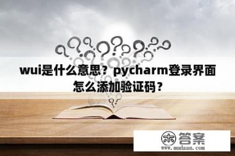 wui是什么意思？pycharm登录界面怎么添加验证码？