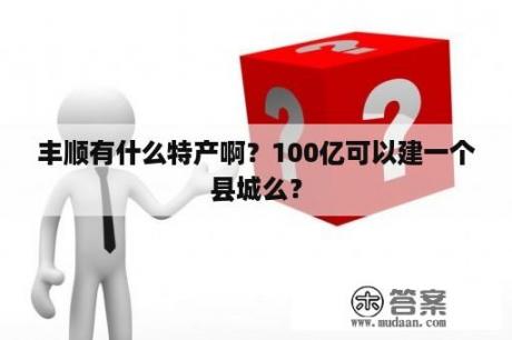 丰顺有什么特产啊？100亿可以建一个县城么？