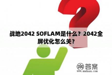 战地2042 SOFLAM是什么？2042全屏优化怎么关？