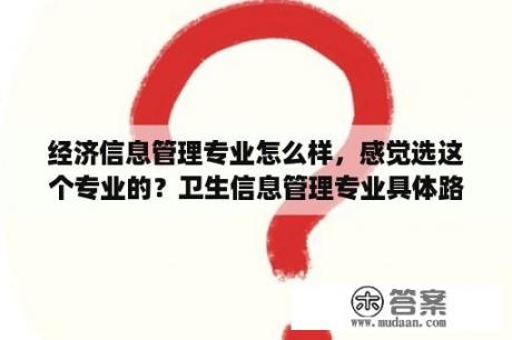 经济信息管理专业怎么样，感觉选这个专业的？卫生信息管理专业具体路径？