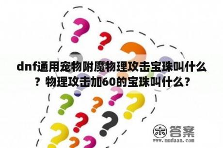 dnf通用宠物附魔物理攻击宝珠叫什么？物理攻击加60的宝珠叫什么？