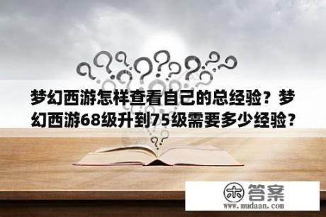 梦幻西游怎样查看自己的总经验？梦幻西游68级升到75级需要多少经验？