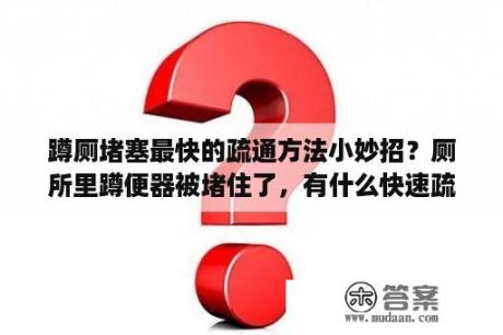 蹲厕堵塞最快的疏通方法小妙招？厕所里蹲便器被堵住了，有什么快速疏通的办法？