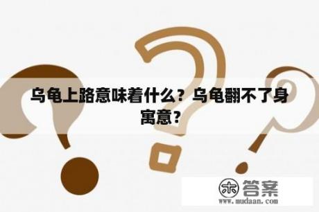 乌龟上路意味着什么？乌龟翻不了身寓意？