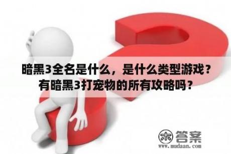 暗黑3全名是什么，是什么类型游戏？有暗黑3打宠物的所有攻略吗？