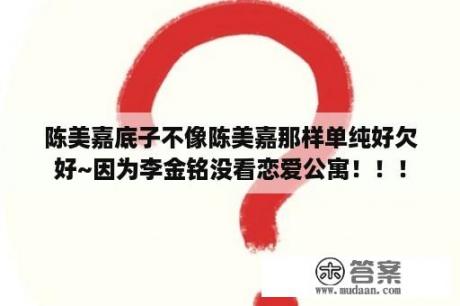 陈美嘉底子不像陈美嘉那样单纯好欠好~因为李金铭没看恋爱公寓！！！