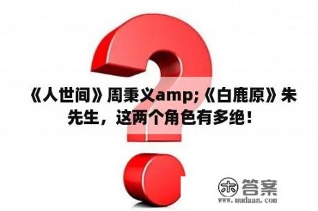 《人世间》周秉义amp;《白鹿原》朱先生，这两个角色有多绝！