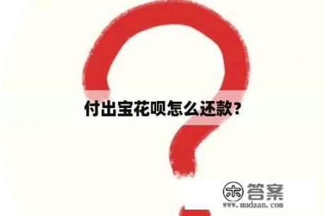 付出宝花呗怎么还款？