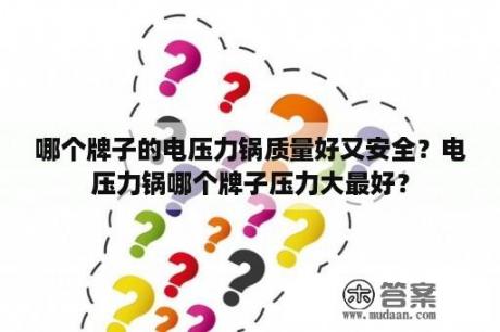 哪个牌子的电压力锅质量好又安全？电压力锅哪个牌子压力大最好？