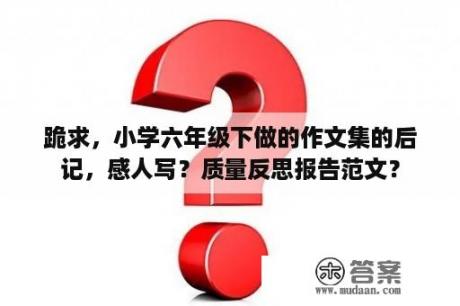 跪求，小学六年级下做的作文集的后记，感人写？质量反思报告范文？