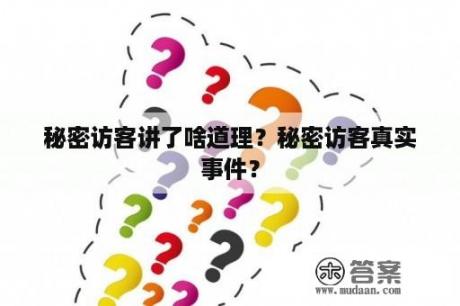 秘密访客讲了啥道理？秘密访客真实事件？