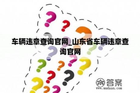 车辆违章查询官网_山东省车辆违章查询官网