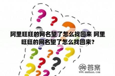 阿里旺旺的网名望了怎么找回来 阿里旺旺的网名望了怎么找回来？