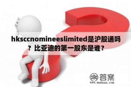 hksccnomineeslimited是沪股通吗？比亚迪的第一股东是谁？