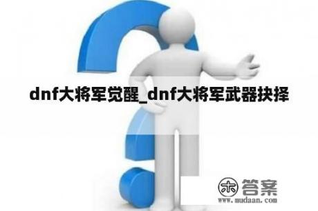 dnf大将军觉醒_dnf大将军武器抉择
