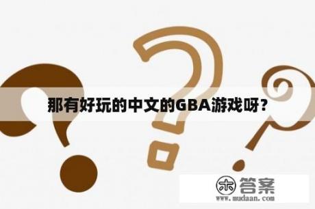 那有好玩的中文的GBA游戏呀？