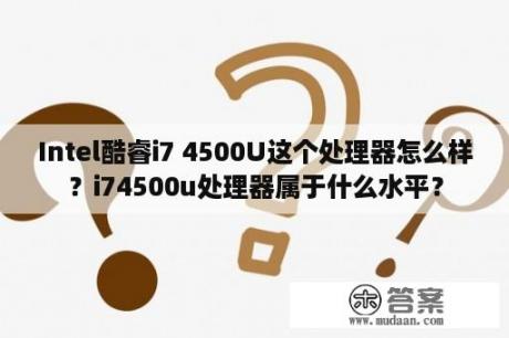 Intel酷睿i7 4500U这个处理器怎么样？i74500u处理器属于什么水平？