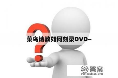 菜鸟请教如何刻录DVD~