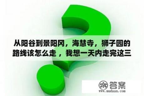 从阳谷到景阳冈，海慧寺，狮子园的路线该怎么走 ，我想一天内走完这三个地方 求一个最方便的路线