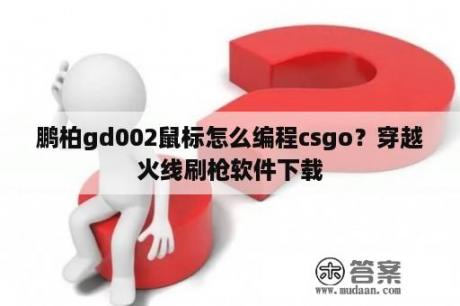 鹏柏gd002鼠标怎么编程csgo？穿越火线刷枪软件下载