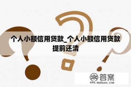 个人小额信用贷款_个人小额信用贷款提前还清