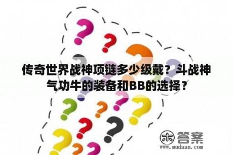 传奇世界战神项链多少级戴？斗战神气功牛的装备和BB的选择？