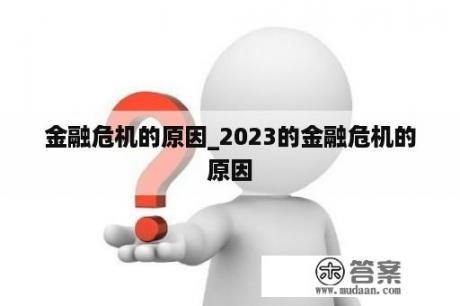 金融危机的原因_2023的金融危机的原因