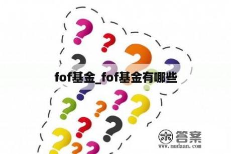 fof基金_fof基金有哪些