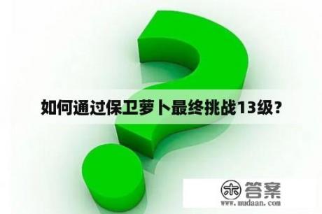 如何通过保卫萝卜最终挑战13级？