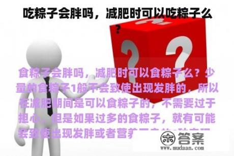 吃粽子会胖吗，减肥时可以吃粽子么？