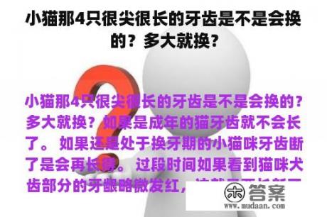 小猫那4只很尖很长的牙齿是不是会换的？多大就换？