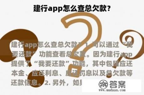 建行app怎么查总欠款？