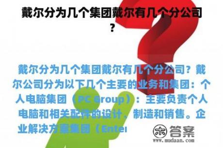 戴尔分为几个集团戴尔有几个分公司？