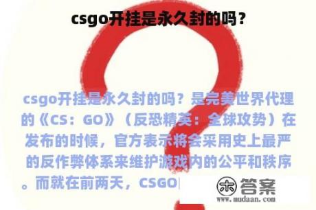 csgo开挂是永久封的吗？