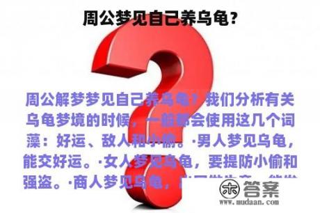 周公梦见自己养乌龟？