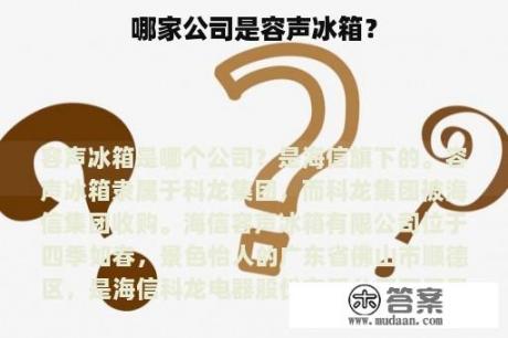 哪家公司是容声冰箱？