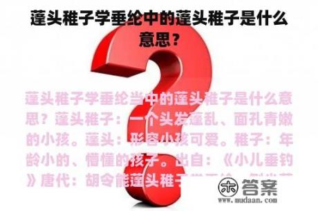 蓬头稚子学垂纶中的蓬头稚子是什么意思？