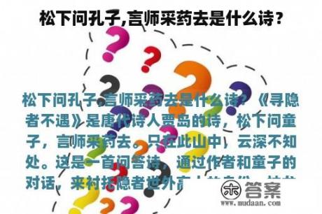 松下问孔子,言师采药去是什么诗？