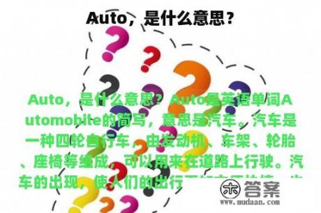 Auto，是什么意思？