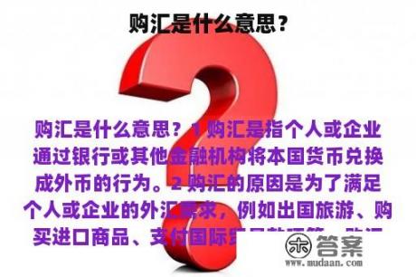 购汇是什么意思？