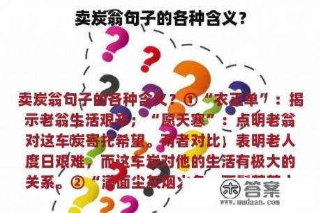 卖炭翁句子的各种含义？