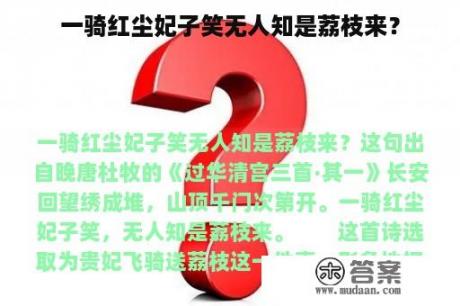 一骑红尘妃子笑无人知是荔枝来？