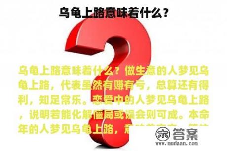 乌龟上路意味着什么？